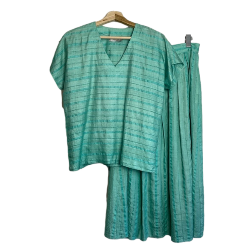 90s SILK Co-Ord Skirt & Top Set - Picture 3 of 16